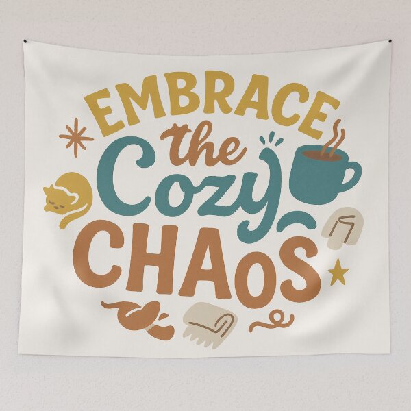 Item preview, Embrace the Cozy Chaos – Playful Whimsical Typography Design designed and sold by Ombrya.