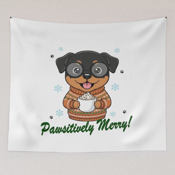 Item preview, Pawsitively Merry Rottweiler in Christmas Sweater with Hot Cocoa | Dog Lovers designed and sold by The Real Life Symphony.