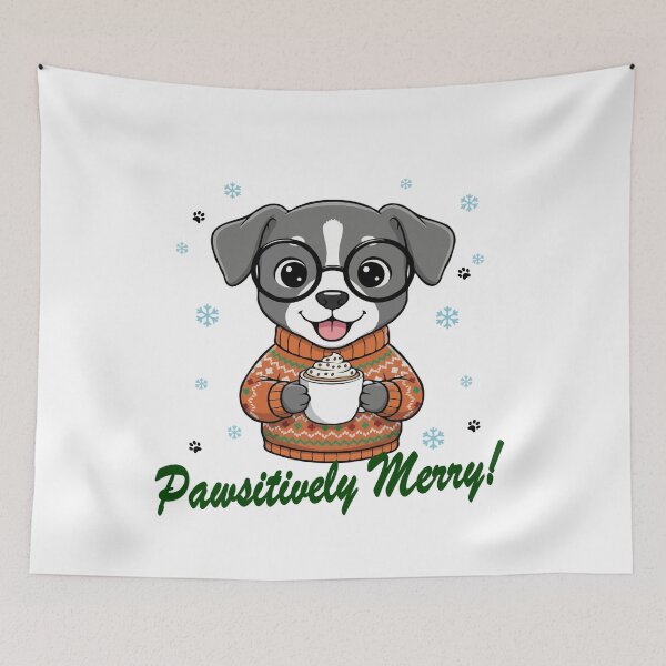 Item preview, Pawsitively Merry Greyster in Christmas Sweater with Hot Cocoa | Dog Lovers designed and sold by The Real Life Symphony.