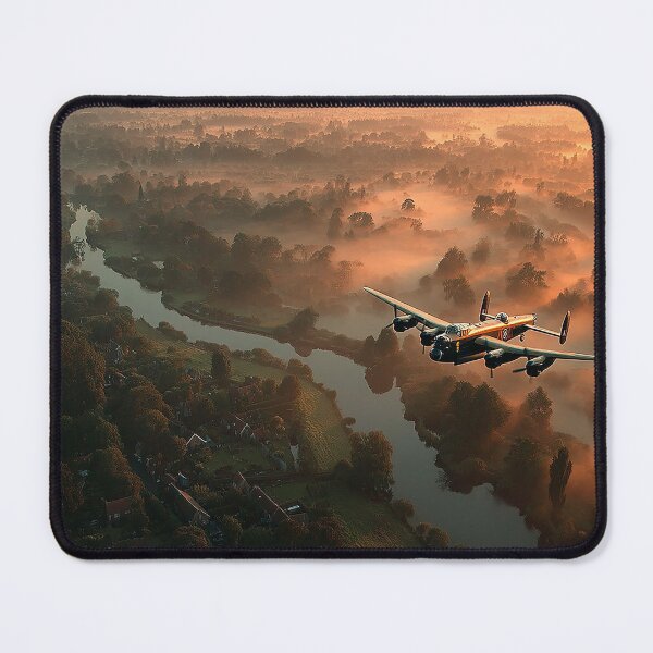 Item preview, Classic Lancaster Flying Over Sunlit Fields of the Netherlands in Tranquil Skies designed and sold by Skyframe Aviation.