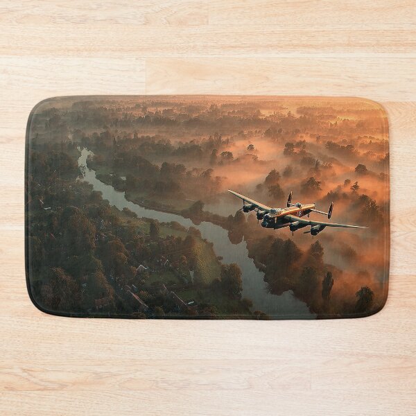 Item preview, Classic Lancaster Flying Over Sunlit Fields of the Netherlands in Tranquil Skies designed and sold by Skyframe Aviation.