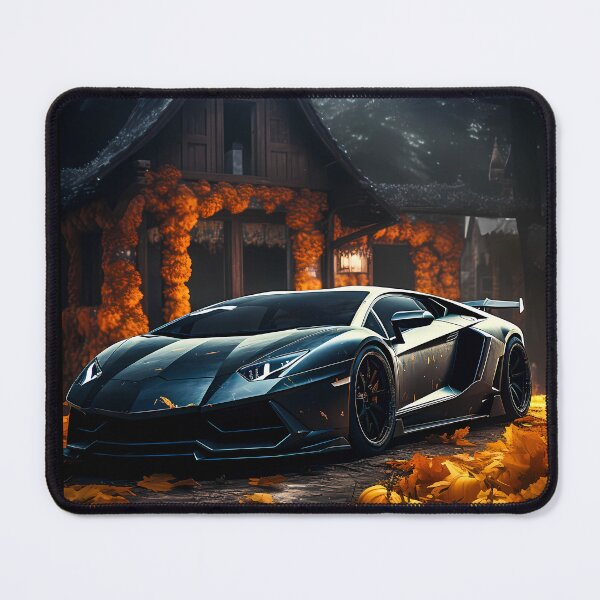 Item preview, Sleek Italian Supercar Surrounded by Autumn Leaves and Pumpkins designed and sold by RevUpDesign.