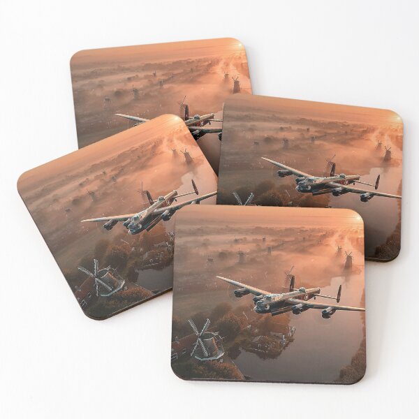 Item preview, Royal Air Force Lancaster Soaring Across Windmill Country as Day Breaks designed and sold by Skyframe Aviation.
