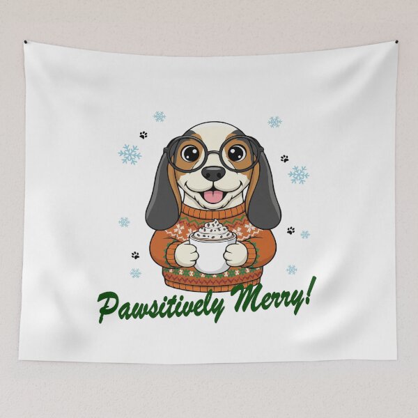 Item preview, Pawsitively Merry Grand Basset Griffon Vendeen in Christmas Sweater with Hot Cocoa | Dog Lovers designed and sold by The Real Life Symphony.