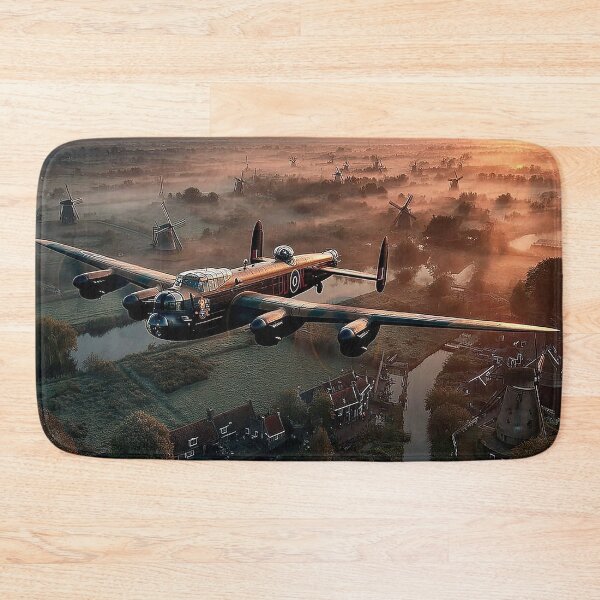 Item preview, The Lancaster Bomber Moving Above Quiet Villages of Holland in Early Morning Calm designed and sold by Skyframe Aviation.