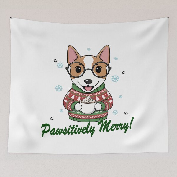 Item preview, Pawsitively Merry Bull Terrier in Christmas Sweater with Hot Cocoa | Dog Lovers designed and sold by The Real Life Symphony.