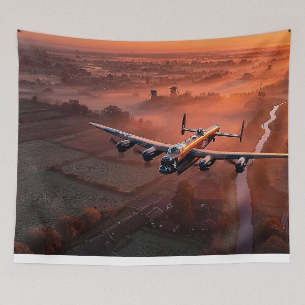Item preview, Historic Lancaster Crossing Over the Rivers of Holland Over Still Fields designed and sold by Skyframe Aviation.