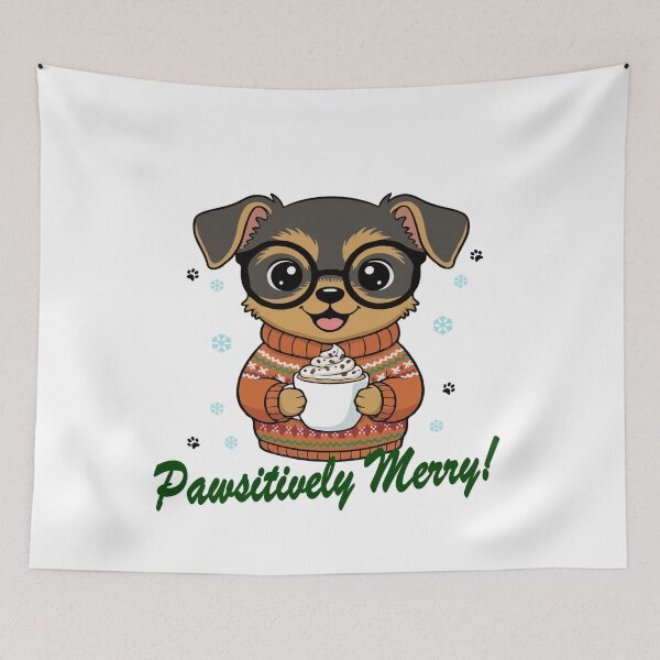 Item preview, Pawsitively Merry Chorkie in Christmas Sweater with Hot Cocoa | Dog Lovers designed and sold by The Real Life Symphony.