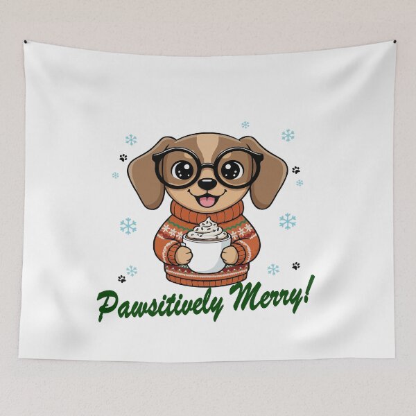 Item preview, Pawsitively Merry Chiweenie in Christmas Sweater with Hot Cocoa | Dog Lovers designed and sold by The Real Life Symphony.