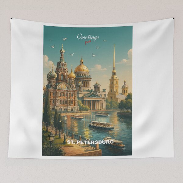 Item preview, Greetings from ST PETERSBURG - RUSSIA - Modern Colorful City View designed and sold by Earth Celebration Designs.