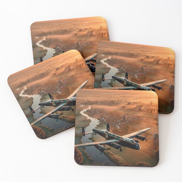 Item preview, The Lancaster Bomber Sweeping Past Windmill Country as the Sun Rises designed and sold by Skyframe Aviation.