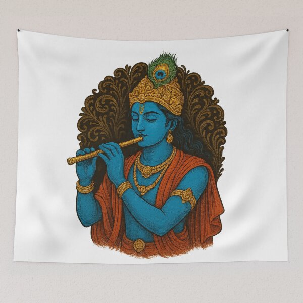 Item preview, Divine Krishna Playing the Flute designed and sold by HiteshArt111.