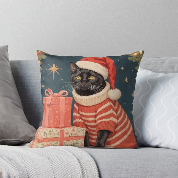 Item preview, Meowy Christmas! Black Cat in Santa's suit designed and sold by store52.