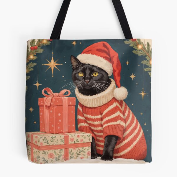 Item preview, Meowy Christmas! Black Cat in Santa's suit designed and sold by store52.
