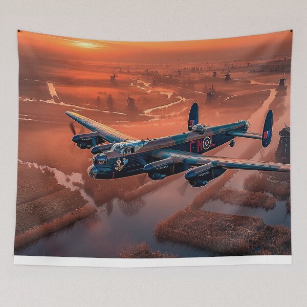 Item preview, Classic Lancaster Sweeping Past Morning Over Holland Amidst the Morning Glow designed and sold by Skyframe Aviation.