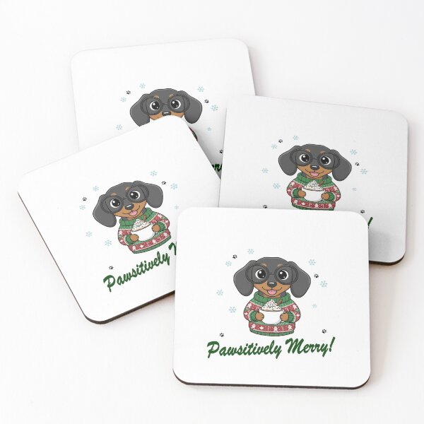 Item preview, Pawsitively Merry Dachshunds in Christmas Sweater with Hot Cocoa | Dog Lovers designed and sold by The Real Life Symphony.