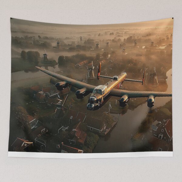 Item preview, Historic Lancaster Gliding Over the Lowlands of Holland in the Early Light designed and sold by Skyframe Aviation.