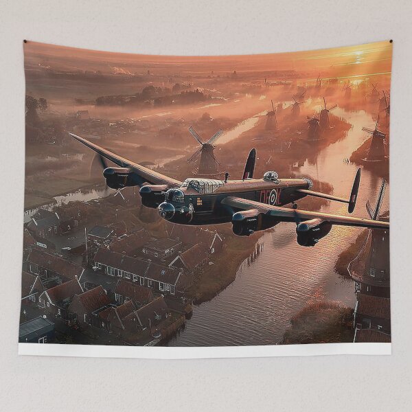 Item preview, Historic Lancaster Soaring Across the Rivers of Holland with the Sun Emerging designed and sold by Skyframe Aviation.