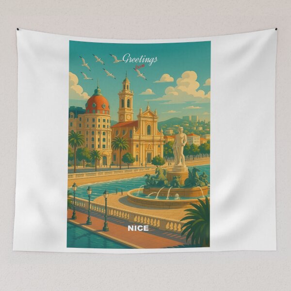 Item preview, Greetings from NICE - FRANCE - Modern Colorful City View designed and sold by Earth Celebration Designs.
