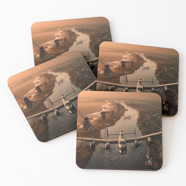 Item preview, Lancaster Aircraft Soaring Across Quiet Villages of Holland with the Sun Emerging designed and sold by Skyframe Aviation.
