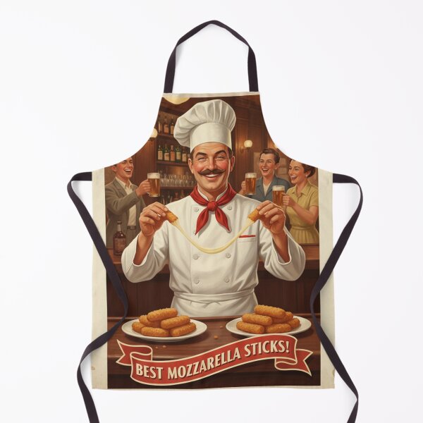 Item preview, "BEST MOZZARELLA STICKS!" – Vintage 1950s Pub Chef Poster designed and sold by Cozy-Old-Pub.