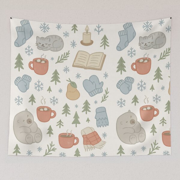 Item preview, Cozy Winter Doodles Seamless Pattern designed and sold by Ombrya.