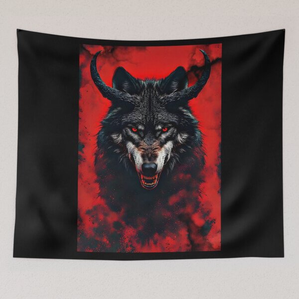Item preview, Demon Wolf Ascendant – Red Ritual Illustration designed and sold by Neer arts.