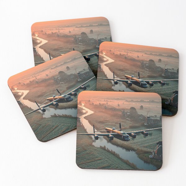 Item preview, Royal Air Force Lancaster Soaring Across the Sunrise Landscape in the Early Light designed and sold by Skyframe Aviation.