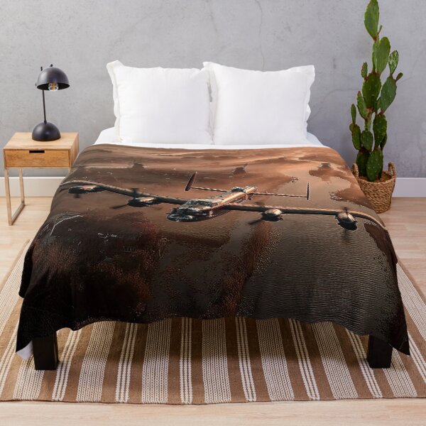Item preview, RAF Lancaster Passing Above the Sunrise Landscape in Soft Hues designed and sold by Skyframe Aviation.