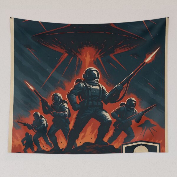 Item preview, Defend Earth From Alien Invaders Retro Sci-Fi Poster Design. designed and sold by The-T-In-Retro.