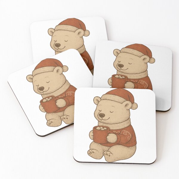 Item preview, Cute Christmas Bear with Hot Chocolate – Cozy Holiday Illustration designed and sold by photoparadise22.