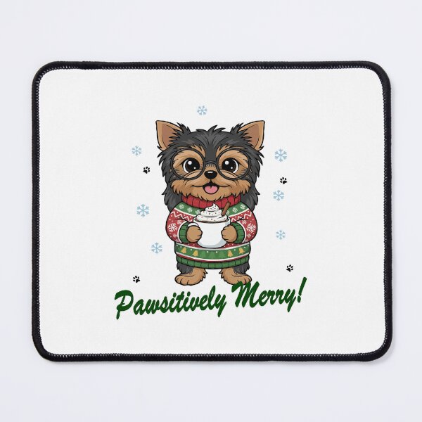 Item preview, Pawsitively Merry Yorkshire Terrier in Christmas Sweater with Hot Cocoa | Dog Lovers designed and sold by The Real Life Symphony.