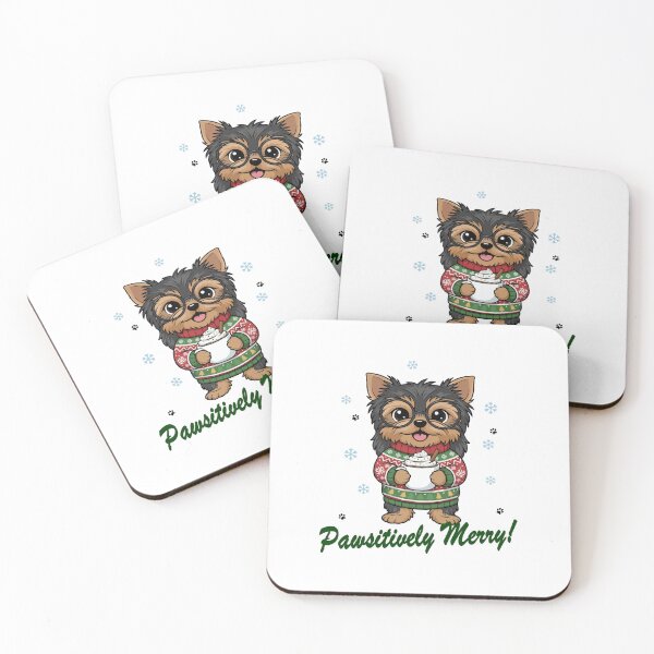 Item preview, Pawsitively Merry Yorkshire Terrier in Christmas Sweater with Hot Cocoa | Dog Lovers designed and sold by The Real Life Symphony.
