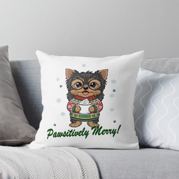 Item preview, Pawsitively Merry Yorkshire Terrier in Christmas Sweater with Hot Cocoa | Dog Lovers designed and sold by The Real Life Symphony.