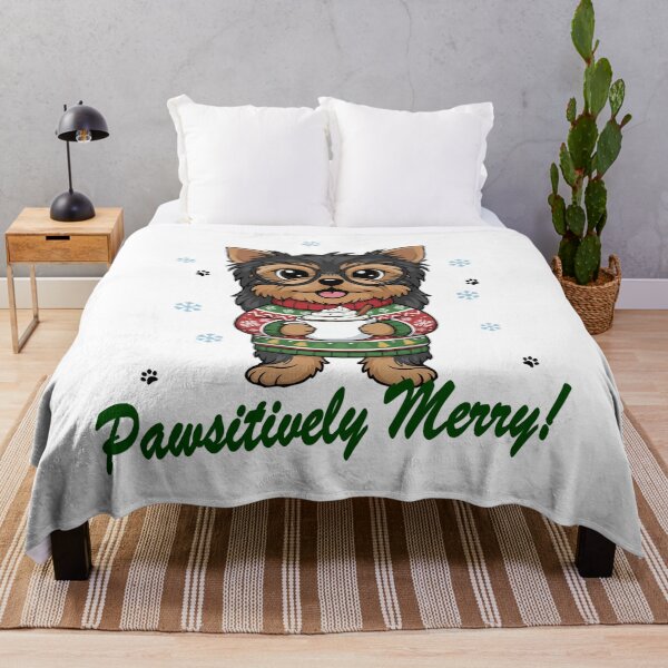 Item preview, Pawsitively Merry Yorkshire Terrier in Christmas Sweater with Hot Cocoa | Dog Lovers designed and sold by The Real Life Symphony.