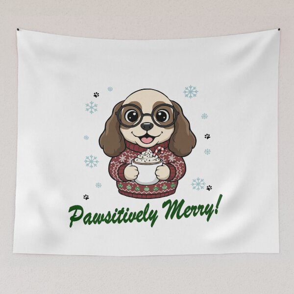 Item preview, Pawsitively Merry Cocker Spaniel in Christmas Sweater with Hot Cocoa | Dog Lovers designed and sold by The Real Life Symphony.