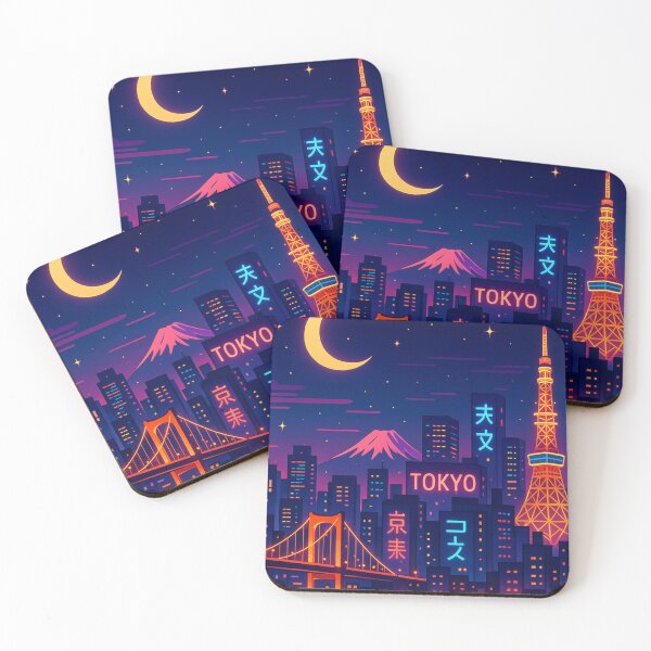 Item preview, Neon Tokyo Nightscape Vaporwave City designed and sold by GolabMagic.