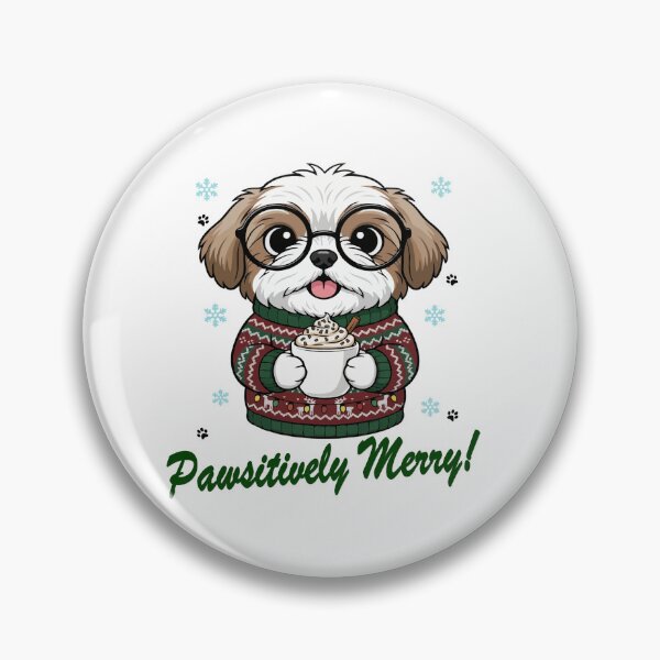 Item preview, Pawsitively Merry Shih Tzu in Christmas Sweater with Hot Cocoa | Dog Lovers designed and sold by The Real Life Symphony.