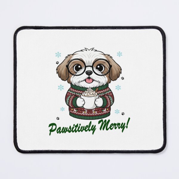 Item preview, Pawsitively Merry Shih Tzu in Christmas Sweater with Hot Cocoa | Dog Lovers designed and sold by The Real Life Symphony.