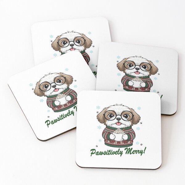 Item preview, Pawsitively Merry Shih Tzu in Christmas Sweater with Hot Cocoa | Dog Lovers designed and sold by The Real Life Symphony.
