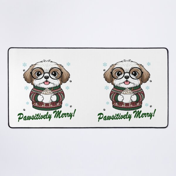 Item preview, Pawsitively Merry Shih Tzu in Christmas Sweater with Hot Cocoa | Dog Lovers designed and sold by The Real Life Symphony.