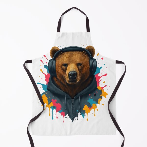 Item preview, Urban Bear – Brown Bear with Headphones & Hoodie (Graffiti Splash Art) designed and sold by thtCMRAguy.