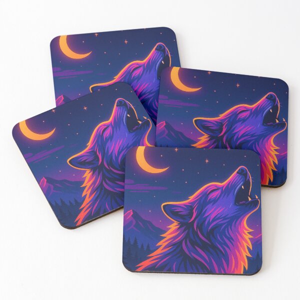 Item preview, Neon Wolf Howling Under Moonlight designed and sold by GolabMagic.