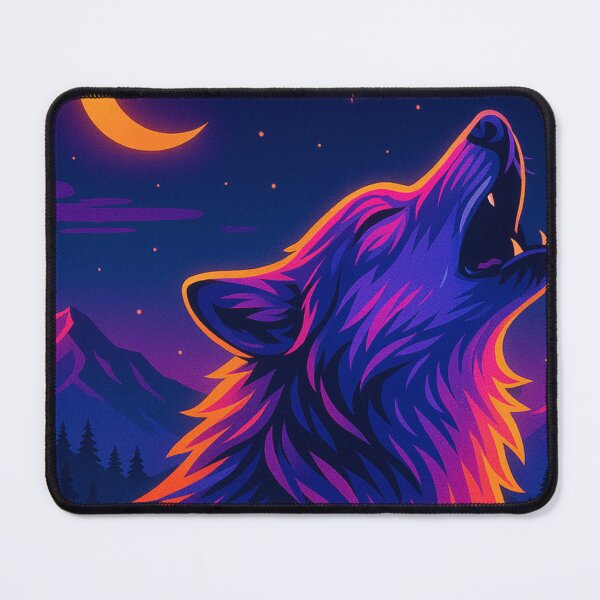 Item preview, Neon Wolf Howling Under Moonlight designed and sold by GolabMagic.