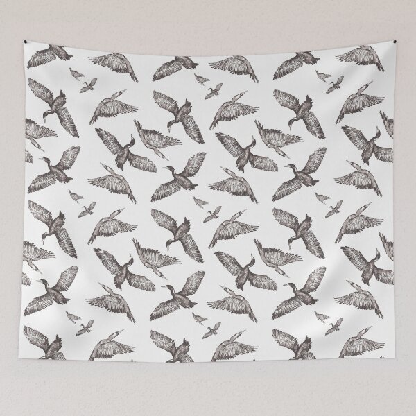 Item preview, Cormorants pattern - greytones designed and sold by Sally Barnett.