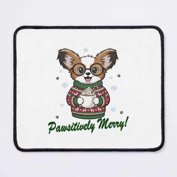 Item preview, Pawsitively Merry Papillon in Christmas Sweater with Hot Cocoa | Dog Lovers designed and sold by The Real Life Symphony.