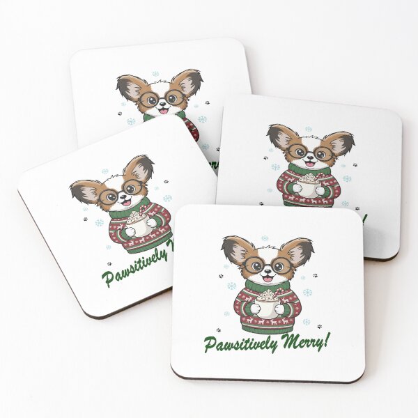 Item preview, Pawsitively Merry Papillon in Christmas Sweater with Hot Cocoa | Dog Lovers designed and sold by The Real Life Symphony.