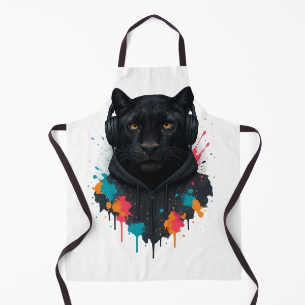 Item preview, Midnight Panther – Black Panther with Headphones & Hoodie (Neon Graffiti Style) designed and sold by thtCMRAguy.