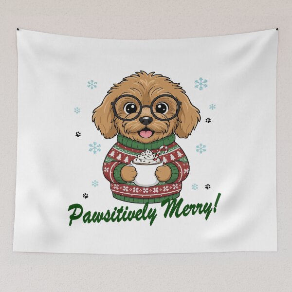 Item preview, Pawsitively Merry Cockapoo in Christmas Sweater with Hot Cocoa | Dog Lovers designed and sold by The Real Life Symphony.