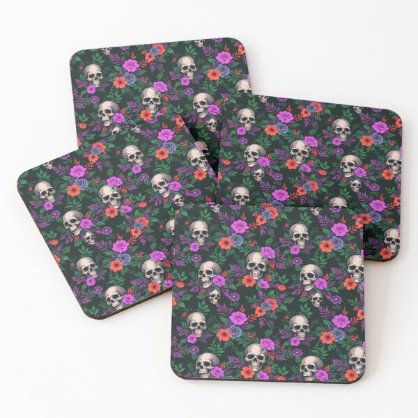 Item preview, Dark Floral Skull Pattern with Contrast designed and sold by quickkdesign.